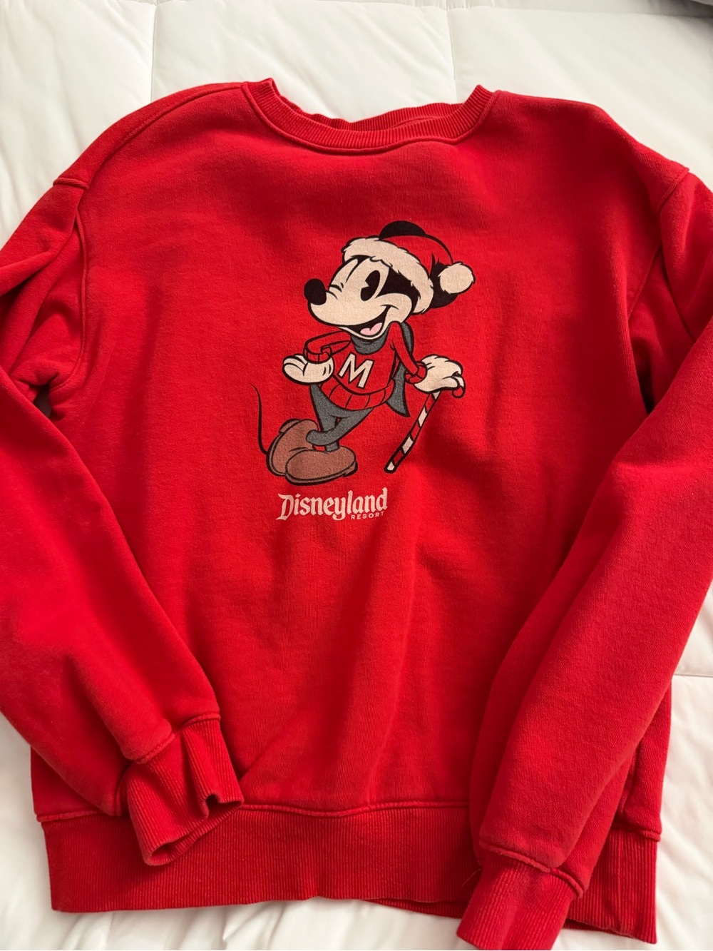 Disney Red Mickey Mouse Holiday Crewneck Sweatshirt
